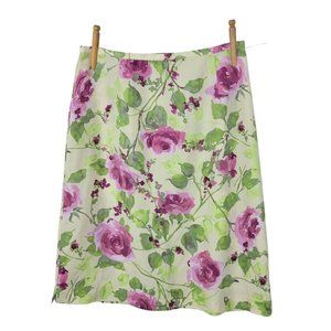 Norton Skirt Size 10 Floral Rose Above Knee Cottagecore Flare romantic Zip Up